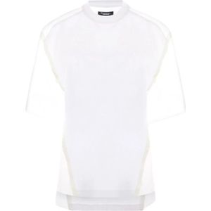 Undercover, Tops, Dames, Wit, S, Chiffon, Witte T-shirt met Chiffon Inzetstukken