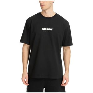 Barrow, Tops, Heren, Zwart, M, Katoen, Gestreept Logo T-shirt