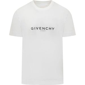Givenchy, Slim Fit Print T-Shirt Wit, Heren, Maat:XL