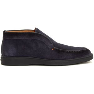 Santoni, Schoenen, Heren, Blauw, 41 1/2 EU, Suède, Blauwe Instappers