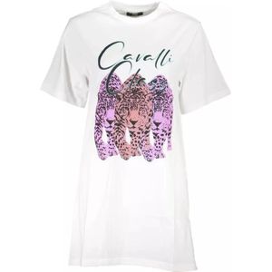 Cavalli Class, Kleedjes, Dames, Wit, L, Katoen, Korte Mouw Witte Katoenen Jurk