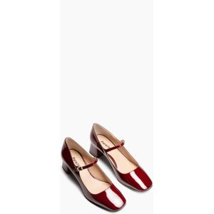 Parallele, Schoenen, Dames, Rood, 41 EU, Leer, Bordeaux Lakleren Pumps met Vierkante Neus