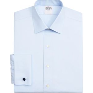 Brooks Brothers, Lichtblauw Non-Iron Stretch Katoenen Overhemd met Ainsley Kraag Blauw, Heren, Maat:L