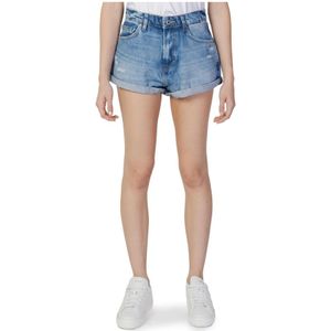 Pepe Jeans, Korte broeken, Dames, Blauw, W29, Katoen, Blauwe Katoenen Shorts met Zakken