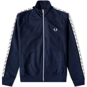 Fred Perry, Sweatshirts & Hoodies, Heren, Blauw, M, Katoen, Retro Taped Track Jacket