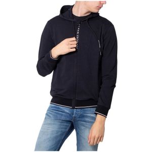 Armani Exchange, Sweatshirts & Hoodies, Heren, Zwart, L, Katoen, Zwarte rits hoodie