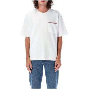 Thom Browne, Tops, Heren, Wit, 2Xl, Oversized T-shirt met Zak in MIL