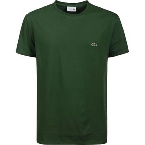 Lacoste, Tops, Heren, Groen, L, Katoen, Groen Katoenen T-Shirt met Logo