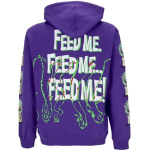 Octopus, Sweatshirts & Hoodies, Heren, Paars, XS, Katoen, Paarse Herenhoodie met Feed Me Print