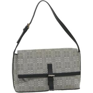 Burberry Vintage, Pre-owned, Dames, Grijs, ONE Size, Pre-owned Canvas shoulder-bags