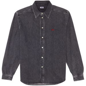 Diesel, Denim Overhemd met Essentiële Details Grijs, Heren, Maat:XL