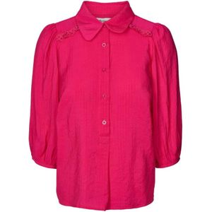 Lollys Laundry, Blouses & Shirts, Dames, Roze, S, Roze Tunis Shirt met Delicate Details