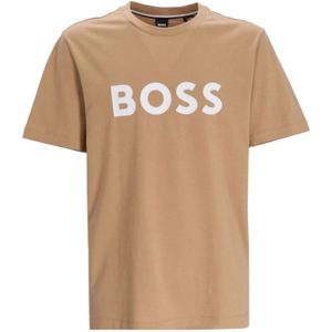 Hugo Boss, Tops, Heren, Beige, XL, Katoen, Heren Beige T-shirt Hugo Boss Tiburt Model 50495742 260