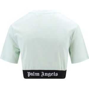 Palm Angels, Tops, Dames, Groen, M, Katoen, Groene Katoenen Crop Top