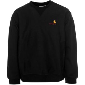 Carhartt Wip, Sweatshirts & Hoodies, Heren, Zwart, 2Xl, Script Sweatshirt Casual Fit Logo Borduurwerk