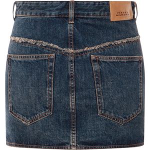 Isabel Marant, Rokken, Dames, Blauw, S, Denim, Denim Minirok met Metalen Knopen