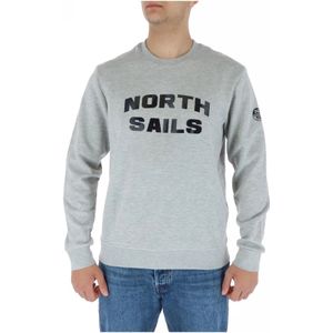 North Sails, Sweatshirts & Hoodies, Heren, Grijs, 2Xl, Katoen, Grijze Sweatshirt met Lange Mouwen