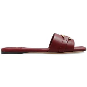 Salvatore Ferragamo, Schoenen, Dames, Rood, 37 1/2 EU, Leer, Laurene slides