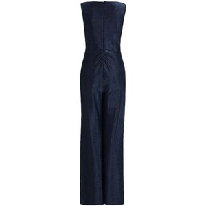 vera mont, Jumpsuits & Playsuits, Dames, Blauw, XL, Glitter Jumpsuit Elegant V-Hals