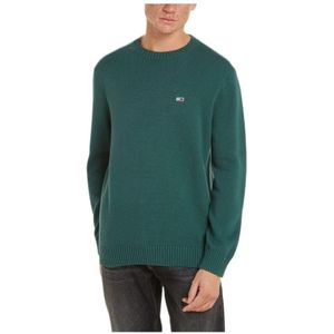 Tommy Hilfiger, Truien, Heren, Groen, 2Xl, Katoen, Groene Gebreide Trui van Tommy Jeans