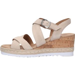 Gabor, Schoenen, Dames, Beige, 40 EU, Suède, Beige Kruisband Sleehak Sandaal