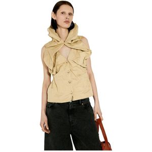 Kiko Kostadinov, Tops, Dames, Beige, L, Katoen, Lozen Gilet Mouwloze Top