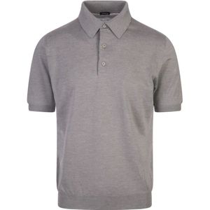 Kiton, Tops, Heren, Grijs, L, Linnen, Luxe Grijs Zijde Blend Polo Shirt