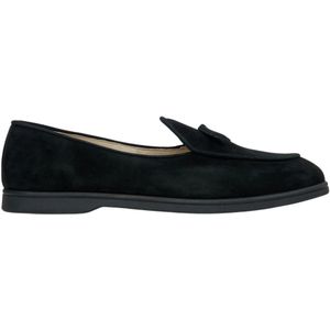 Estro, Schoenen, Dames, Zwart, 36 EU, Zwarte Velours Loafers met Franjes