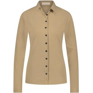 Jane Lushka, Stijlvolle Blouse met Knopen in Beige Beige, Dames, Maat:XS