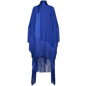 Taller Marmo, Kleedjes, Dames, Blauw, ONE Size, Leer, Koningsblauwe Shift Jurk met Sjaal Detail