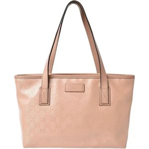 Gucci Vintage, Pre-owned, Dames, Roze, ONE Size, Tweed, Roze Canvas GG Imprimé Tas