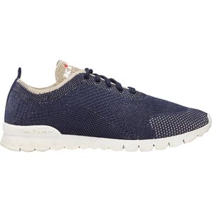 Kiton, Katoenen Schoenen, Beige en Blauwe Gebreide Hardloopschoenen Blauw, Dames, Maat:37 EU