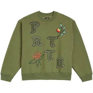 Patta, Sweatshirts & Hoodies, Heren, Groen, L, Bloemen Crewneck Sweater