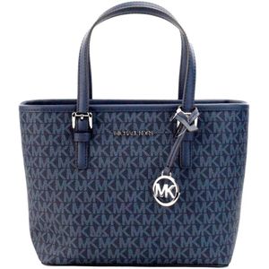 Michael Kors, Tassen, Dames, Blauw, ONE Size, Jet Set Navy PVC Carryall Tote