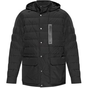 Moncler, Jassen, Heren, Zwart, 3Xl, Polyester, Gewatteerde Logojas