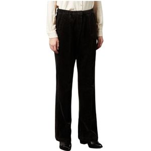 Massimo Alba, Klassieke broek met uitlopende pijpen Zwart, Dames, Maat:M
