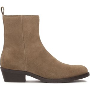 Kazar, Schoenen, Dames, Beige, 38 EU, Suède, Laarzen met rits en lage hak