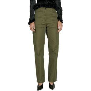 Paco Rabanne, Broeken, Dames, Groen, S, Multi-Pocket Twill Cargo Broek