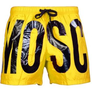 Moschino, Gele zwembroek met bedrukt logo Geel, Heren, Maat:M