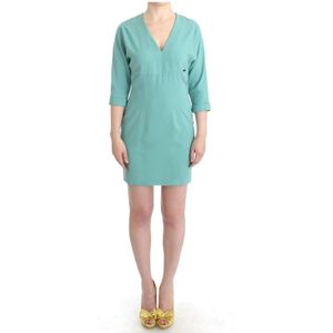 Costume National, Groene jurk met V-hals en 3/4 mouwen Groen, Dames, Maat:2XS