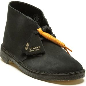 Clarks, Schoenen, Heren, Zwart, 41 1/2 EU, Suède, Zwarte platte schoenen Suède Desert Boot