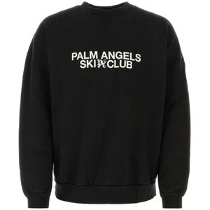 Palm Angels, Sweatshirts & Hoodies, Heren, Zwart, S, Katoen, Zwart Oversized Sweatshirt
