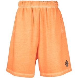 Marcelo Burlon, Korte broeken, Heren, Oranje, M, Katoen, Oranje Katoenen Logo Patch Shorts