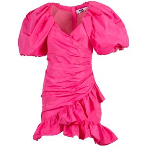 Msgm, Kleedjes, Dames, Roze, XS, Polyester, Fuchsia Ottoman Mini Dress