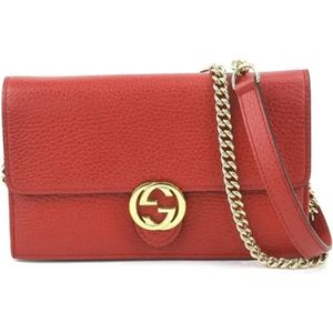 Gucci Vintage, Pre-owned, Dames, Rood, ONE Size, Leer, Pre-owned Leather gucci-bags