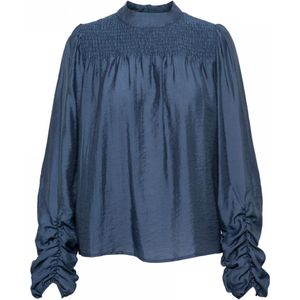 &Co Woman, Blouses & Shirts, Dames, Blauw, 2Xl, Modal Top met Opstaande Kraag