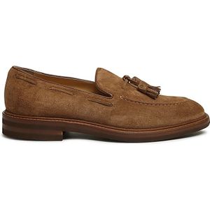 Brunello Cucinelli, Schoenen, Heren, Bruin, 44 EU, Leer, Bruine platte schoenen met kwastjes