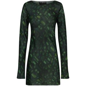 Cortana, Paris, top in zijde sonora print Groen, Dames, Maat:XL