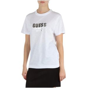 Guess, Tops, Dames, Wit, L, Katoen, Vlammenkatoen Modal T-shirt