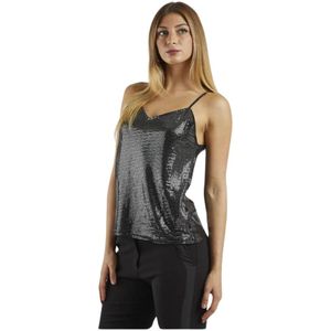 Molly Bracken, Tops, Dames, Grijs, XS, Paillet Cami Top - V-hals Stijl